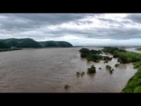 西日本豪雨後の仁淀川河口の様子　防災空撮